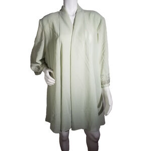 Coldwater Creek Women’s W24 Open Front Cardigan Beaded Sleeves Shoulder Pads